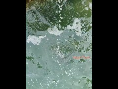 Fountain Squirt Pee from the river bank into water