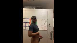 Hairy black teen quick jerk off at work pt. 1