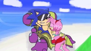 Amy geeft Sonic een slordige pijpbeurt