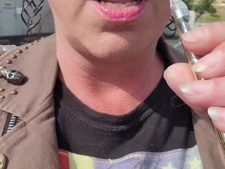 amateur, outdoor, public, smoking fetish