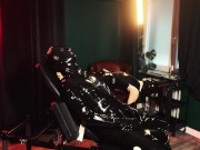 Preview 1 of latex slave with rubber finest mask receives blowjob
