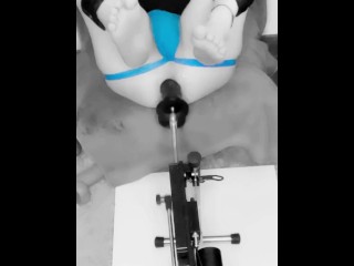 Late Night Anal Chill on Fuck Machine with Fat Black Dildo