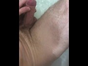 Preview 1 of Muscular man cums in the bathroom! Underwater cum shot! Pissing on myself!