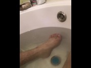 Preview 6 of Muscular man cums in the bathroom! Underwater cum shot! Pissing on myself!