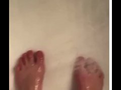 Dirty feet getting cleaned