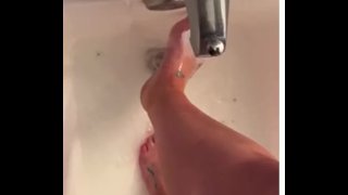 Dirty feet getting cleaned