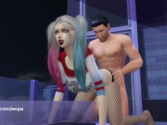 Harley Quinn having sex with Bruce in front of his wife