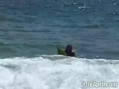 Little april outdoors showing off her body