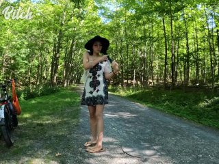 ALMOST CAUGHT MASTURBATING ON PUBLIC BIKE TRAIL: Risky Solo Embarrassed Naked Female (ENF)