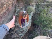 Preview 4 of Girl gets caught by climbers while getting a dangerous facial