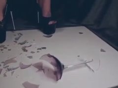 I broke my favorite wine glass, so I decided to stomp it for my fans.