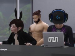 Fucking best friend's girlfriend while he works on the computer - Fucked Front Husband