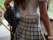 Preview 2 of Peeping under the girl's skirt on the bus and offered her to have sex on a public beach