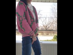 Chinesemilf rain dancing on the front porch