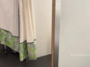 Preview 2 of Pervert woman came to busy store. Public risky masturbation in fitting room.