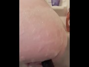 Preview 1 of Suction Cup DIldo in the bathtub