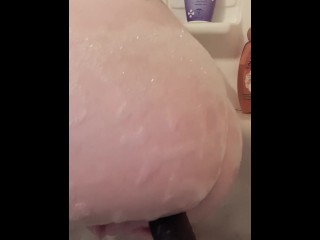 Suction Cup DIldo in the Bathtub