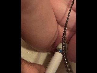 Squirting Hard while Boyfriend uses Hitachi on Sensitive Pussy Amateur Real Couple