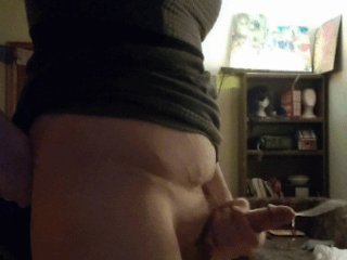 Cute trans girl makes big mess with huge cumshot