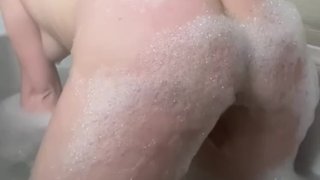 Showing off my holes and my soapy ass