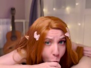 Preview 5 of Red hair sexy elf girl sucked my dick and get a cumshot on her face 4K