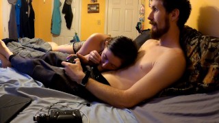 Milf Sucks Daddy's Dick To Get Him To Stop Playing Games So She Can Give Her A Creampie