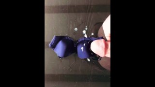 Cumshot on blue Bra