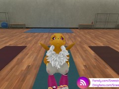 VR Pornstar Sneezing Pixels stretching in the gym, before her photo shoot