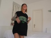 Preview 1 of Blonde tattoed girl queef during hard fuck