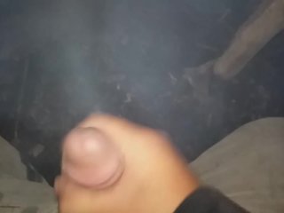 soldier boy need to warm his cock in the middle of storm in the forest