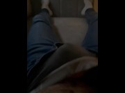 Preview 2 of cum in boxers on the sofa, jeans down , hairy legs , enjoy