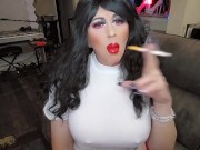 Preview 5 of crazy hot sexy smoking crossdresser with big lipstick lips send me a message