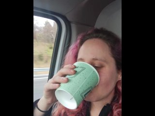 fetish, kink, girls drinking piss, piss in car