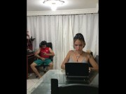 Preview 2 of My stepsister catches me masturbating and sucks my dick