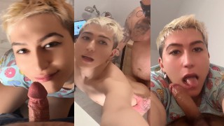 Yum yum my sweet suga daddy! Sweet twink with daddys cock in mouth and boi pussy