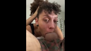 EBONY SLUT WITH CURLY HAIR GETS HER FACE FUCKED