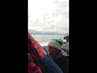 Tik Tok Star Sneaking In A Beach Blowjob Instead of a Dog Walk