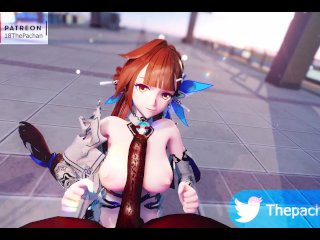 rough sex, big ass, creampie, honkai impact 3rd