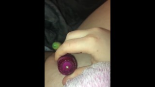Teen has orgasm  from Double vibration