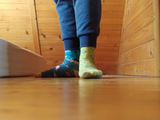 Polish Twink 18 Y.o. Boy Feet in different Colored Socks and Barefoot