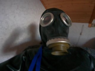 hazmatsuit, solo male, rubber bondage, gasmask