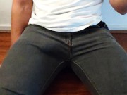 Preview 2 of Cumming in my Jeans - Tiny Loser Load - Horny Virgin