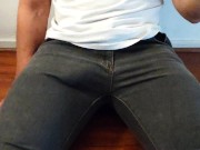 Preview 3 of Cumming in my Jeans - Tiny Loser Load - Horny Virgin
