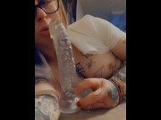 Preview 6 of Blonde nerdy slut blows you and rides till she comes (POV)