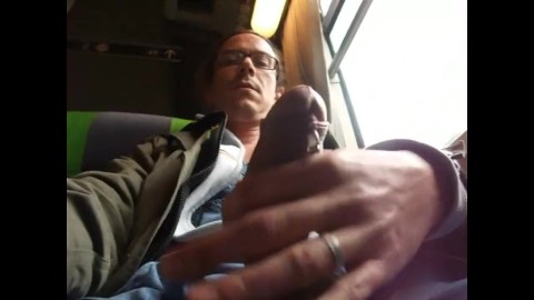 handjob piss and cum in the train