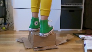 Baskets Green Converse écrasant carton Box