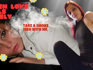 solo female, amateur milf, smoking cigarette, smoke