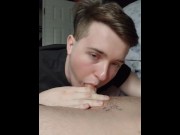 Preview 2 of Youthful Twink Sucks Boyfriend Cock Dry