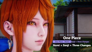One Piece Nami Sanji Três Mudanças Versão Lite