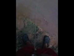 Peeing in a puddle
